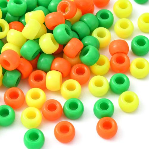 Perles acrylique de couleur unie, Rond, DIY, couleurs mélangées, 300PC/sac, Vendu par sac