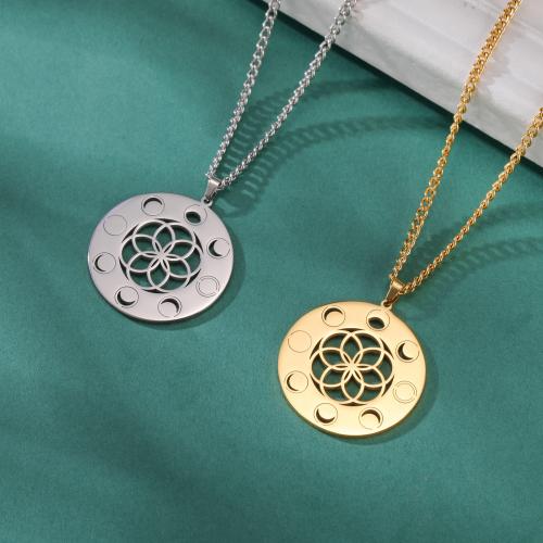 Stainless Steel Jewelry Necklace, 304 Stainless Steel, with 5CM extender chain, Round, plated, for woman & hollow, more colors for choice, Length:45 cm, Sold By PC