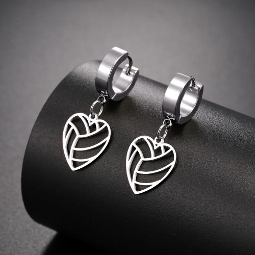 Huggie Hoop Drop Earring 304 Stainless Steel Heart plated for woman & hollow Sold By Pair