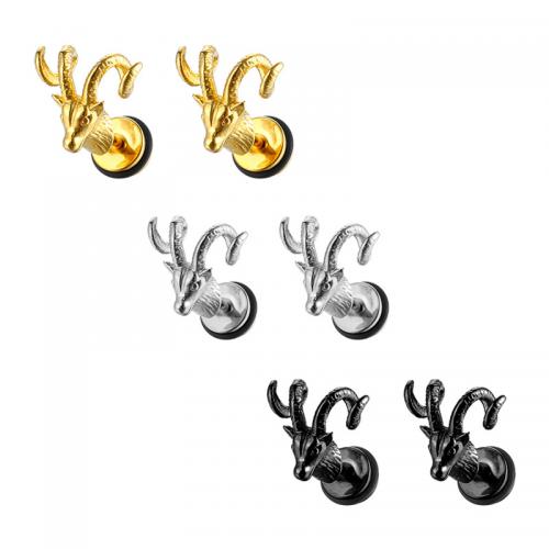 Boucle d'oreille Acier Titane, gazelle, Placage, bijoux de mode, plus de couleurs à choisir, 16x12mm, Vendu par PC