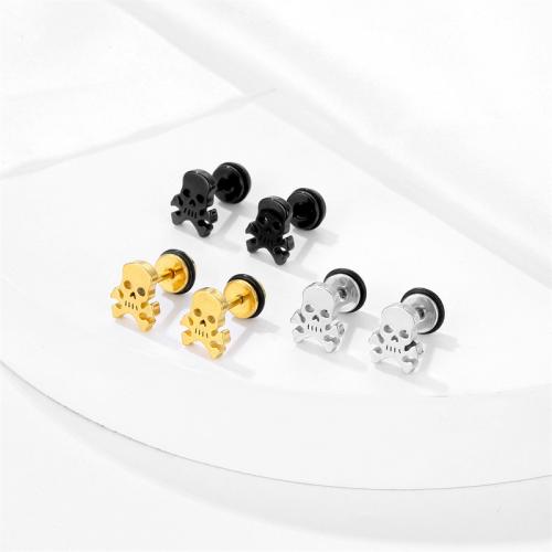 Titanium Steel  Earring Skull plated fashion jewelry Sold By PC