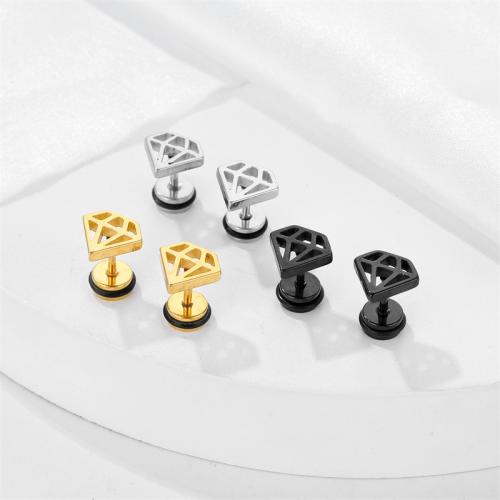 Titanium Steel  Earring Rhombus plated fashion jewelry Sold By PC