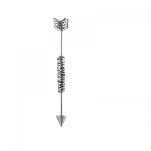 Titanium Aço Brinco, Partículas de aço, Seta / flecha, banhado, joias de moda, prateado, 6x49mm, vendido por PC