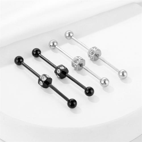 Titanium Steel  Earring, plated, fashion jewelry & with rhinestone, more colors for choice, 6x47mm, Sold By PC