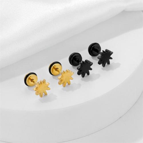 Titanium Staal Earring, Gear Wheel, plated, mode sieraden, meer kleuren voor de keuze, 12x8mm, Verkocht door PC