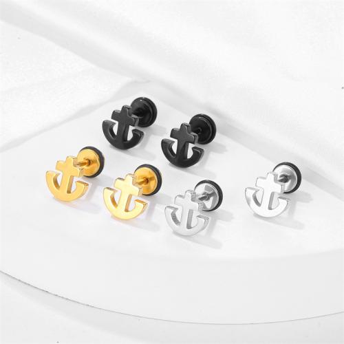 Titan Stahl Ohrring, Titanstahl, Anker, plattiert, Modeschmuck, keine, 12x10mm, verkauft von PC