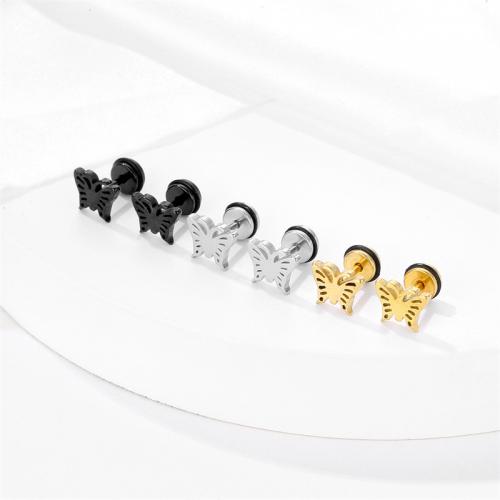 Titan Stahl Ohrring, Titanstahl, Schmetterling, plattiert, Modeschmuck, keine, 12x9mm, verkauft von PC