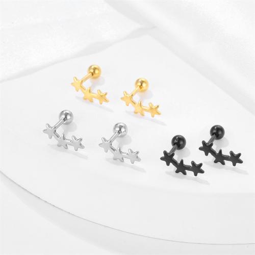 Titanium Steel  Earring, Star, plated, fashion jewelry, more colors for choice, 12x9mm, Sold By PC