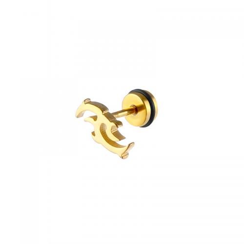 Boucle d'oreille Acier Titane, Placage, bijoux de mode, doré, 11x12mm, Vendu par PC