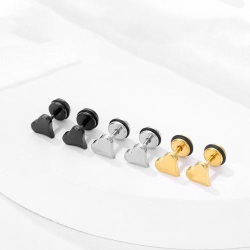 Boucle d'oreille Acier Titane, coeur, Placage, bijoux de mode, plus de couleurs à choisir, 11x7mm, Vendu par PC