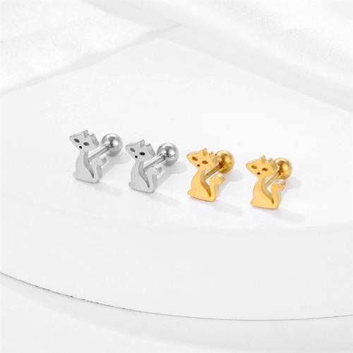 Titanium Steel  Earring, Fox, plated, fashion jewelry, more colors for choice, 12x9mm, Sold By PC