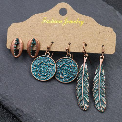 Tibetan Style Drop Earrings, with Shell, three pieces & different styles for choice & for woman, nickel, lead & cadmium free, Sold By Set