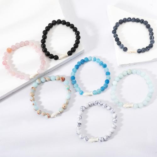 Gemstone Bracelets Elastic Thread with Natural Stone handmade fashion jewelry & Unisex Length Approx 19 cm Sold By PC