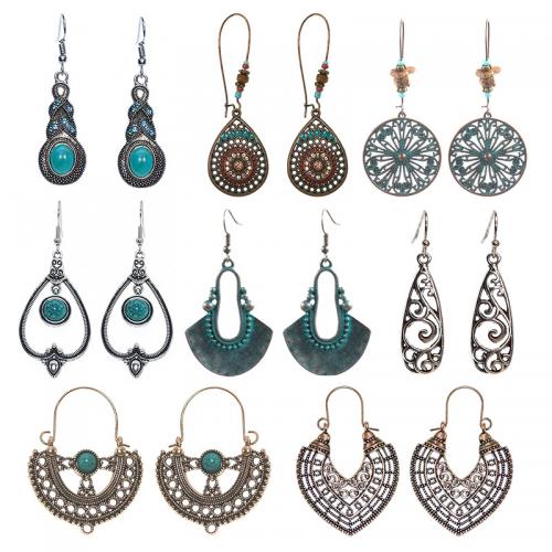 Tibetan Style Drop Earrings, with turquoise, Teardrop, plated, fashion jewelry & different styles for choice & for woman, nickel, lead & cadmium free, Sold By Pair