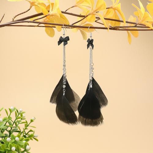 Zinc Alloy Drop Earrings with Seedbead & Feather fashion jewelry & for woman nickel lead & cadmium free Sold By Pair
