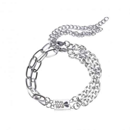 Stainless Steel Jewelry Bracelet 304 Stainless Steel with Zinc Alloy with 5cm extender chain 2 pieces & fashion jewelry & Unisex original color nickel lead & cadmium free Length Approx 16.5 cm Sold By Set