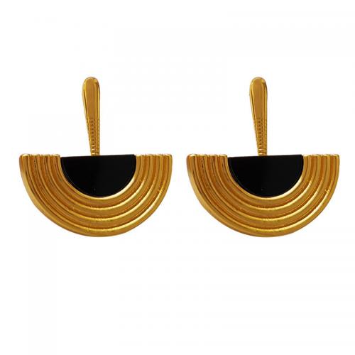 Brass Stud Earring with Glass real gold plated fashion jewelry & for woman golden nickel lead & cadmium free Sold By Pair