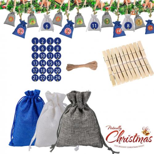 Saco de presentes de natal, Linho, Jóias de Natal, cores misturadas, vendido por Defina