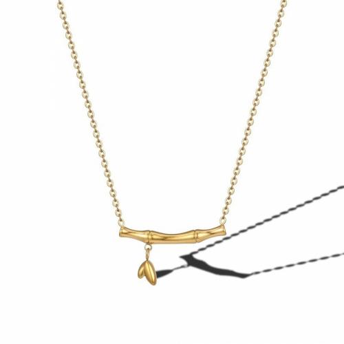 Titanstahl Halskette, mit Verlängerungskettchen von 5cm, Bambus, Modeschmuck & für Frau, goldfarben, frei von Nickel, Blei & Kadmium, Länge:ca. 45 cm, verkauft von PC