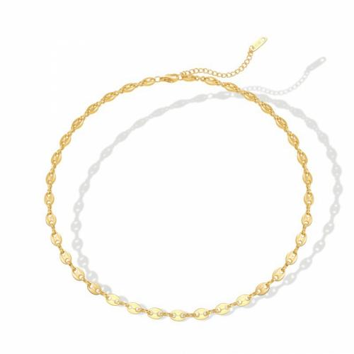 Titanstahl Halskette, mit Verlängerungskettchen von 5cm, Modeschmuck & für Frau, goldfarben, frei von Nickel, Blei & Kadmium, 5mm, Länge:ca. 46 cm, verkauft von PC