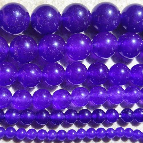 Natural Chalcedony Bead Round DIY dark purple Sold Per Approx 38-40 cm Strand