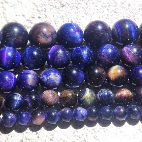 Tigerauge Perlen, rund, DIY & verschiedene Größen vorhanden, violett, verkauft per ca. 38-40 cm Strang
