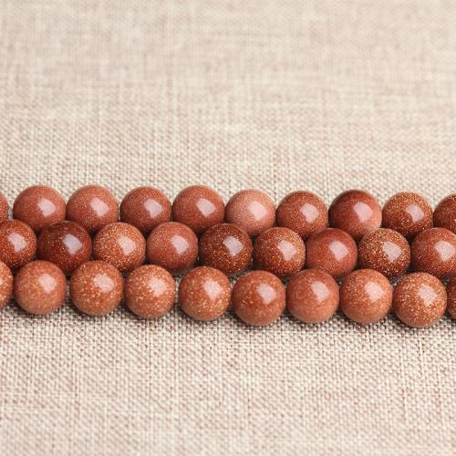 Goldstone perler, Runde, du kan DIY & forskellig størrelse for valg, rød, Solgt Per Ca. 38-40 cm Strand