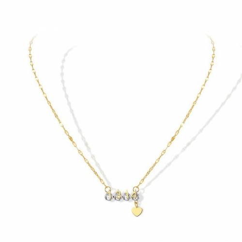 Titanium Steel Necklace with Cubic Zirconia with 5cm extender chain Vacuum Ion Plating fashion jewelry & for woman golden nickel lead & cadmium free Length Approx 42 cm Sold By PC