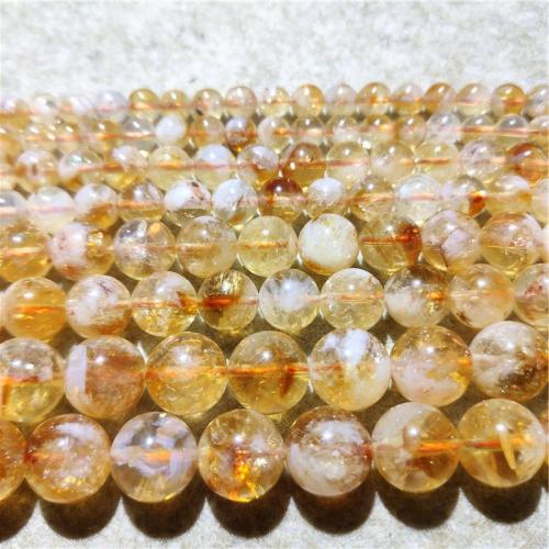 Natürlicher Citrin Perlen, Gelbquarz Perlen, rund, DIY & verschiedene Größen vorhanden, gelb, verkauft per ca. 36-38 cm Strang