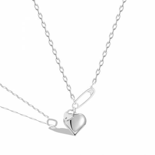 Titanium Steel Necklace with 5cm extender chain Heart Vacuum Ion Plating fashion jewelry & for woman nickel lead & cadmium free Length Approx 54 cm Sold By PC