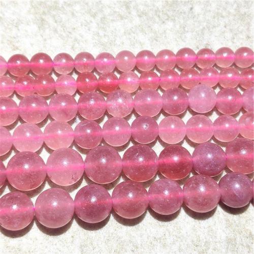 Natürlicher Quarz Perlen Schmuck, Strawberry Quartz, rund, DIY & verschiedene Größen vorhanden, Rosa, verkauft per ca. 36-38 cm Strang