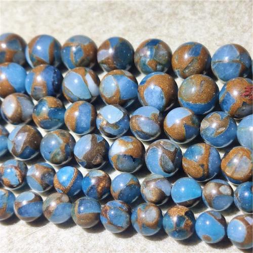 Gemstone Smycken Pärlor, Cloisonne Stone, Rund, DIY & olika storlek för val, blandade färger, Såld Per Ca 38-40 cm Strand