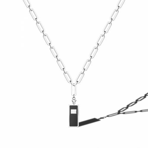 Stainless Steel Jewelry Necklace, 316 Stainless Steel, with 5cm extender chain, Rectangle, polished, fashion jewelry & for woman, black, nickel, lead & cadmium free, Length:Approx 40 cm, Sold By PC