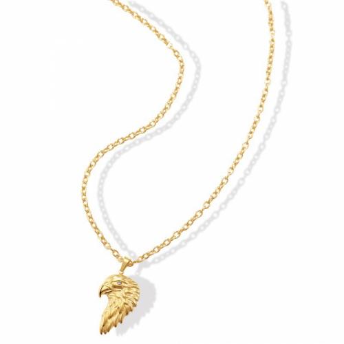 Titanstahl Halskette, mit Verlängerungskettchen von 5cm, Modeschmuck & für Frau & mit Strass, goldfarben, frei von Nickel, Blei & Kadmium, 18x28mm, Länge:ca. 45 cm, verkauft von PC