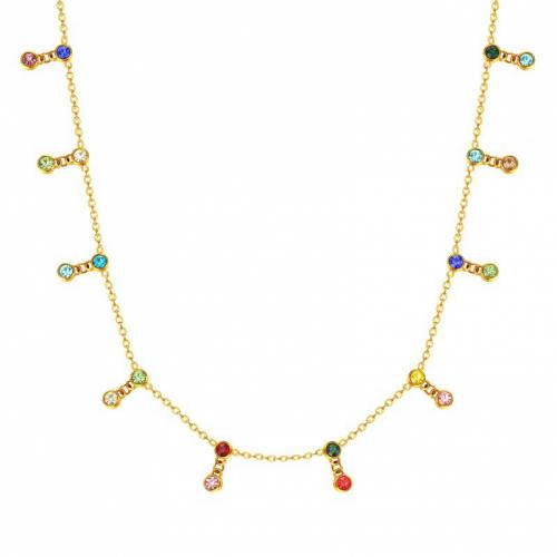 Titanstahl Halskette, Modeschmuck & für Frau & mit Strass, gemischte Farben, frei von Nickel, Blei & Kadmium, 2mm, Länge ca. 48 cm, verkauft von PC