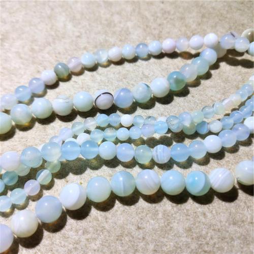 Natürliche Streifen Achat Perlen, rund, DIY & verschiedene Größen vorhanden, himmelblau, verkauft per ca. 38-40 cm Strang