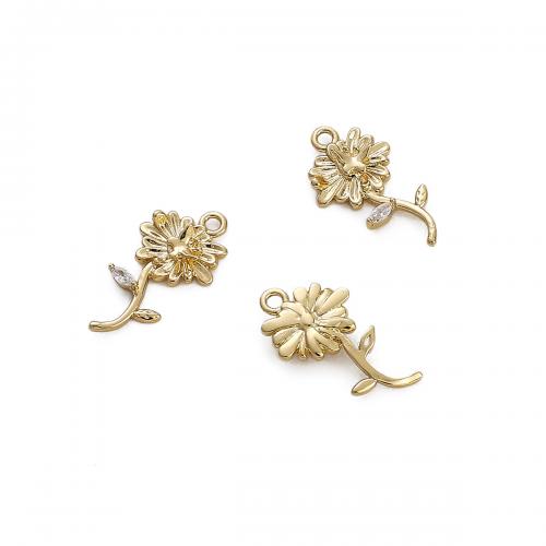 Brass Jewelry Pendants Flower 14K gold-filled DIY nickel lead & cadmium free Sold By PC