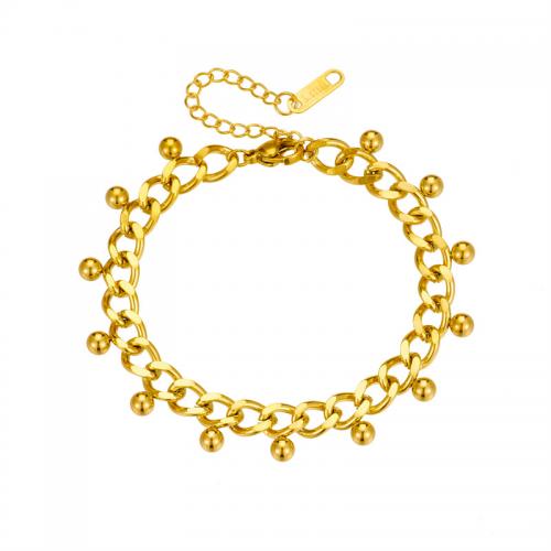 Bracelet d'acier titane, avec 5cm chaînes de rallonge, bijoux de mode & pour femme, doré, Vendu par Environ 14 cm brin