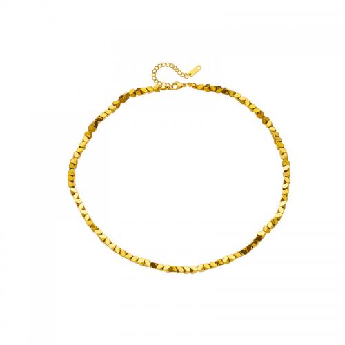 Collar de Acero Titanio, Partículas de acero, con 5cm extender cadena, Joyería & para mujer, dorado, Vendido para aproximado 40 cm Sarta