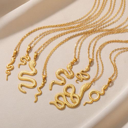 Edelstahl Schmuck Halskette, 304 Edelstahl, mit Verlängerungskettchen von 7cm, Schlange, Modeschmuck & verschiedene Stile für Wahl & für Frau, goldfarben, Länge:ca. 38 cm, verkauft von PC