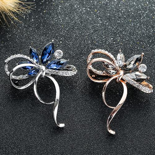Zinc Alloy Brooches with Czech Rhinestone & Crystal Bowknot fashion jewelry & for woman nickel lead & cadmium free Sold By PC