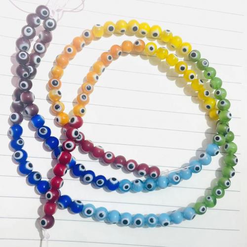 Böser Blick Lampwork Perlen, rund, DIY & böser Blick- Muster & verschiedene Größen vorhanden, farbenfroh, verkauft per ca. 38 cm Strang
