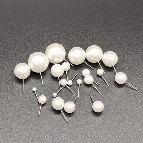 Resin Pearl Stud Earring, Round, DIY & different size for choice, white, Sold By Bag