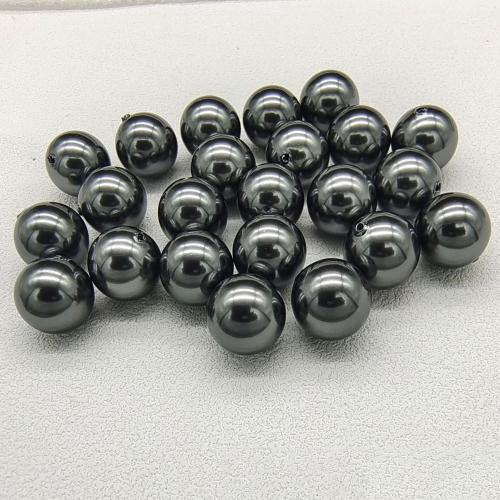Glas perle perler, Glass Pearl, Runde, ovntørrende lak, du kan DIY & forskellig størrelse for valg & halv-boret, sort, Ca. 10pc'er/Bag, Solgt af Bag