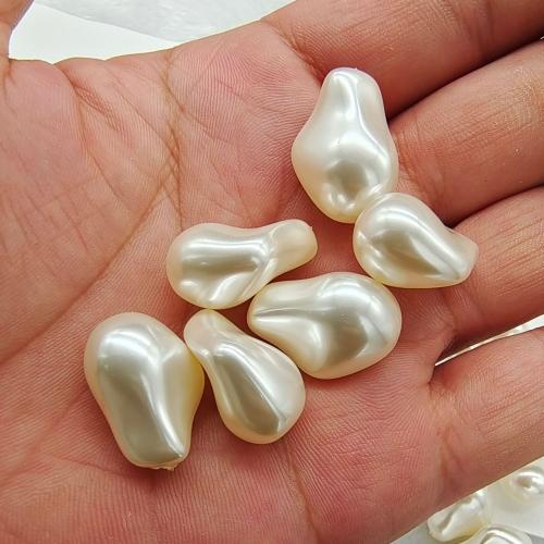 Glass Pearl Beads, Baroque, DIY & different size for choice & half-drilled, white, Sold By PC