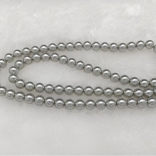 Glass Pearl Beads Round stoving varnish DIY silver-grey Sold By Strand