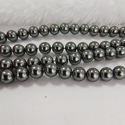 Glass Pearl Beads, Round, stoving varnish, DIY & different size for choice, dark grey, Sold By Strand