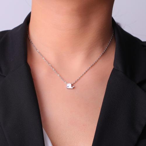 Titanium Steel Necklace with 5CM extender chain Whale plated for woman Length 45 cm Sold By PC