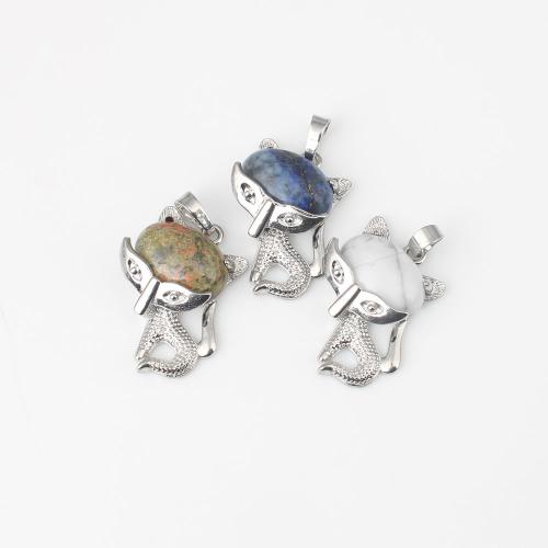 Gemstone Pendants Jewelry Zinc Alloy with Gemstone Fox plated DIY nickel lead & cadmium free Sold By PC