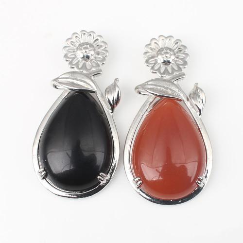 Gemstone Pendants Jewelry Zinc Alloy with Gemstone plated DIY nickel lead & cadmium free Sold By PC